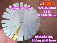 Bộ thước căn lá đo khe hở chỉnh cò xupap 32 lá 0.04-0.88mm Wetools WT-4532SM