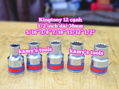 Đầu tuýp trắng 1/2 inch Kingtony 12 cạnh 5/16 3/8 7/16 15/32 1/2 inch 433010S 433012S 433014S 433015S 433016S