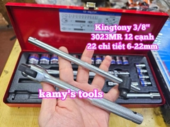 Bộ tuýp khẩu 3/8 inch 12 cạnh 6-22mm 22 chi tiết Kingtony 3023MR