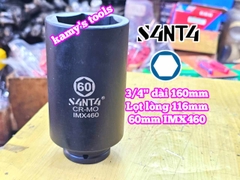 Đầu tuýp 3/4 inch Santa đen dài 160mm cỡ 50mm 55mm 60mm IMX450 IMX455 IMX460
