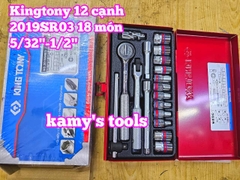 Bộ tuýp 1/4 inch 18 chi tiết hệ inch Kingtony 2019SR03 cỡ 5/32-1/2 inch