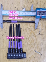 Mũi vít lục giác 6 cạnh đuôi lục giác 1/4 inch SNZO dài 100mm 7 chi tiết H1.5-H6 thép đen S2 HH-10007