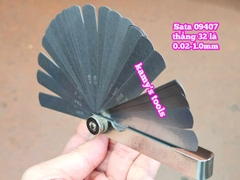 Thước căn lá dưỡng đo độ dày đo khe hở căn chỉnh cò xupap Sata 32 lá loại thẳng 09407 cỡ 0.02-1.0mm