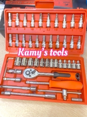 Bộ dụng cụ đồ nghề mở tuýp đa năng 46 món  đầu 1/4 inch Kapusi K-9819
