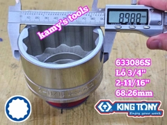 Đầu tuýp hệ inch 12 cạnh 3/4 inch Kingtony cỡ 2-11/16 inch tương đương 68mm 633086S