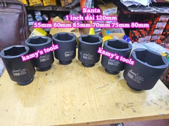 Đầu tuýp 1 inch đen dài 120mm lục giác Santa thép Cr-mo 55mm 60mm 65mm 70mm 75mm 80mm IMX360 IMX365 IMX370 IMX375 IMX380