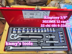 Bộ tuýp khẩu 3/8 inch 12 cạnh 6-22mm 22 chi tiết Kingtony 3023MR
