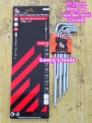 Bộ lục giác bông sao hoa thị Wetools 9 chi tiết T10-T50 TL-2301A loại dài nhất 220mm
