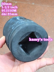 Đầu tuýp khẩu 50mm lỗ 1-1/2 inch 38mm đen dài 85mm Kingtony 953550M lục giác 6 cạnh