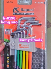 Bộ khóa lục giác bi và bông hoa thị nhiều màu Kapusi 9 cây K-0197 và K-0198