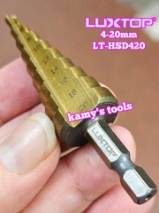 Mũi khoan tháp chuôi lục giác 4-20mm Luxtop LT-HSD420