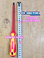 Tua vít cách điện VDE 1000V dẹp 6.5mm dài 150mm (6.5x150mm) Kingtony 14726506
