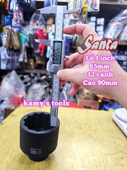 Tuýp 1 inch đen dài BÔNG 12 cạnh Santa 65mm IM565