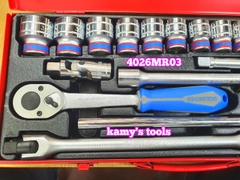 Bộ tuýp khẩu 6 cạnh 12 cạnh 1/2 inch 8-32mm Kingtony 4526MR03 4026MR03