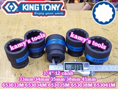 Tuýp 3/4 inch bông 12 cạnh đen Kingtony 33mm 34mm 35mm 38mm 41mm 653033M 653034M 653035M 653038M 653041M