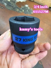 Tuýp 3/4 inch đen ngắn lục giác kingtony dài 50mm 22mm 23mm 24mm 25mm 26mm 651522M 651523M 651524M 651525M 651526M