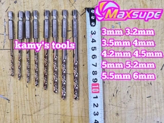Mũi khoan sắt thép inox M35 chuôi lục giác Maxsupe 3mm 3.2mm 3.5mm 4mm 4.2mm 4.5mm 5mm 5.2mm 5.5mm 6mm