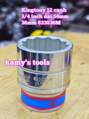 Tuýp 3/4 inch bông 12 cạnh trắng ngắn Kingtony 33mm 34mm 35mm 36mm 38mm 633033M 633034M 633035M 633036M 633038M