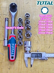 Bộ tuýp 1/2 inch 6 cạnh 12 chi tiết 10-24mm Total THT141121