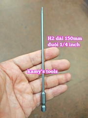 Mũi bắn siết vít lục giác 6 cạnh đuôi lục giác 1/4 inch dài 150mm thép S2 H1.5 H2 H2.5 H3 H4 H5 H6