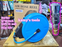 Cuộn ống dây hơi treo tự rút hộp sắt Barker áp suất 9m và 15m HR-830A