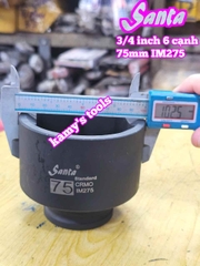 Đầu tuýp khẩu 3/4 inch Santa 6 cạnh thép Cr-Mo 75mm IM275