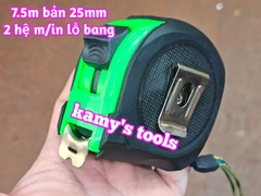 Thước Rút 7.5m Bản 25mm Winshine NCP Xanh Đen 2 hệ mét inch có lỗ bang, Thước cuộn 7.5m, Thước Kéo 7.5m