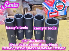 Đầu tuýp 3/4 inch Santa đen dài 160mm cỡ 30mm 32mm 36mm 41mm 46mm IMX430 IMX432 IMX436 IMX441 IMX446
