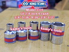 Đầu tuýp hệ inch 6 cạnh 3/8 inch Kingtony cỡ 1/4” 5/16” 9/16” 3/8” 1/2” 333508S 333510S 333512S 333516S 333518S