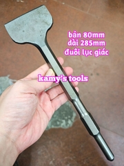 Mũi đục bê tông dẹp bản 40mm 80mm đuôi gài đuôi lục giác dài 250mm 285mm Dannio