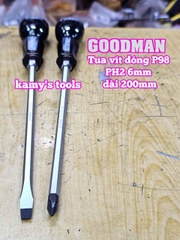 Tua vít đóng Goodman bake PH2 dẹp 6mm dài 200mm P98+6x200 P98-6x200