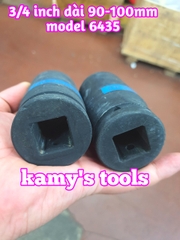 Đầu tuýp đầu khẩu đen dài lục giác dài 90mm Kingtony lỗ 3/4 inch 28mm 29mm 30mm 32mm 643528M, 643529M, 643530M, 643532M