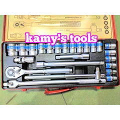 Bộ tuýp khẩu 25 chi tiết 1/2 inch 10-32mm Barker hệ mét, hệ inch chính hãng (bộ đầu tuýp, bộ đầu khẩu, bộ đầu chụp)