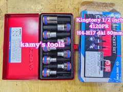 Bộ tuýp lú đầu lục giác 6 cạnh Kingtony 4120PR dài 80mm 9 chi tiết 4mm 5mm 6mm 7mm 8mm 10mm 12mm 14mm 17mm
