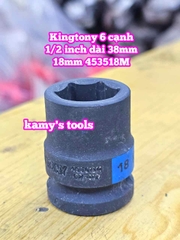 Đầu tuýp đen 1/2 inch Kingtony dài 38mm 6 cạnh 14mm 15mm 16mm 17mm 18mm 453514M 453515M 453516M 453517M 453518M