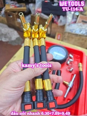 Bộ đồng hồ đo áp suất hệ thống phun nhiên liệu động cơ bơm xăng TU-114-A với đầu nối nhanh 6.30+7.89+9.49 Wetools