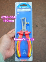 Kìm tuốt dây cách điện 1000V Kingtony 6716-06A dài 6 1/4 inch (160mm) tuốt dây 5mm tương đương 10mm2