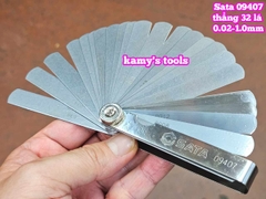 Thước căn lá dưỡng đo độ dày đo khe hở căn chỉnh cò xupap Sata 32 lá loại thẳng 09407 cỡ 0.02-1.0mm
