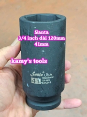 Đầu tuýp 3/4 inch đen dài 120mm lục giác Santa thép Cr-mo 34mm 36mm 38mm 41mm 46mm IMX234 IMX236 IMX238 IMX241 IMX246