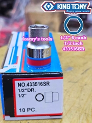 Đầu tuýp trắng 6 cạnh lỗ 1/2 inch cỡ 1/2 inch Kingtony 433516SR