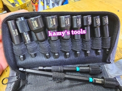 Bộ 21 chi tiết đầu chụp khẩu tuýp bắn bulong đuôi 1/4 inch có nam châm hệ mét và hệ inch thép đen cao cấp L+R+T (LRT)