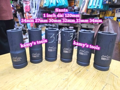 Đầu tuýp 1 inch đen dài 120mm lục giác Santa thép Cr-mo 24mm 27mm 30mm 32mm 33mm 34mm IMX327 IMX330 IMX332 IMX333 IMX334