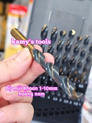 Bộ mũi khoan sắt thép inox Hoàng Nam 19 chi tiết 1mm-10mm