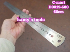 Thước lá inox 600mm (60cm) 2 hệ inch và mét bản 28mm hệ mét C-mart D0019-600