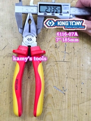 Kìm điện cách điện VDE 1000V 7.5 inch 185mm Kingtony 6116-07A
