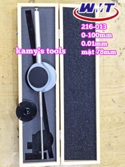 Đồng hồ so 0-100mm sai số 0.01mm WMT model 216-013 mặt 78mm thân thép cao cấp nặng 512g
