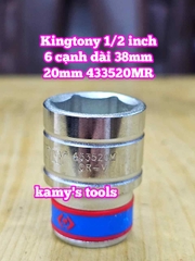 Đầu tuýp trắng ngắn 1/2 inch Kingtony 6 cạnh 18mm 19mm 20mm 21mm 22mm 433518MR 433519MR 433520MR 433521MR 433522MR