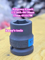 Đầu tuýp đen 1/2 inch Kingtony dài 38mm 6 cạnh 14mm 15mm 16mm 17mm 18mm 453514M 453515M 453516M 453517M 453518M