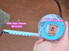 Thước kéo 10m 10 mét bản 25mm WSK Wasaki WT1025 2 mặt có lỗ ban TỰ ĐỘNG KHÓA, thước rút 10m thước cuộn 10m