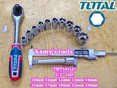 Bộ tuýp 1/2 inch 6 cạnh 12 chi tiết 10-24mm Total THT141121